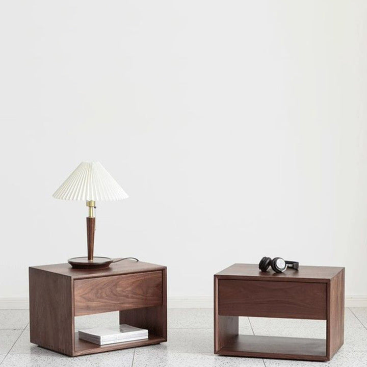 Contemporary Nordic Rectangular Pine Wood Nightstand 1-Drawer For Bedroom