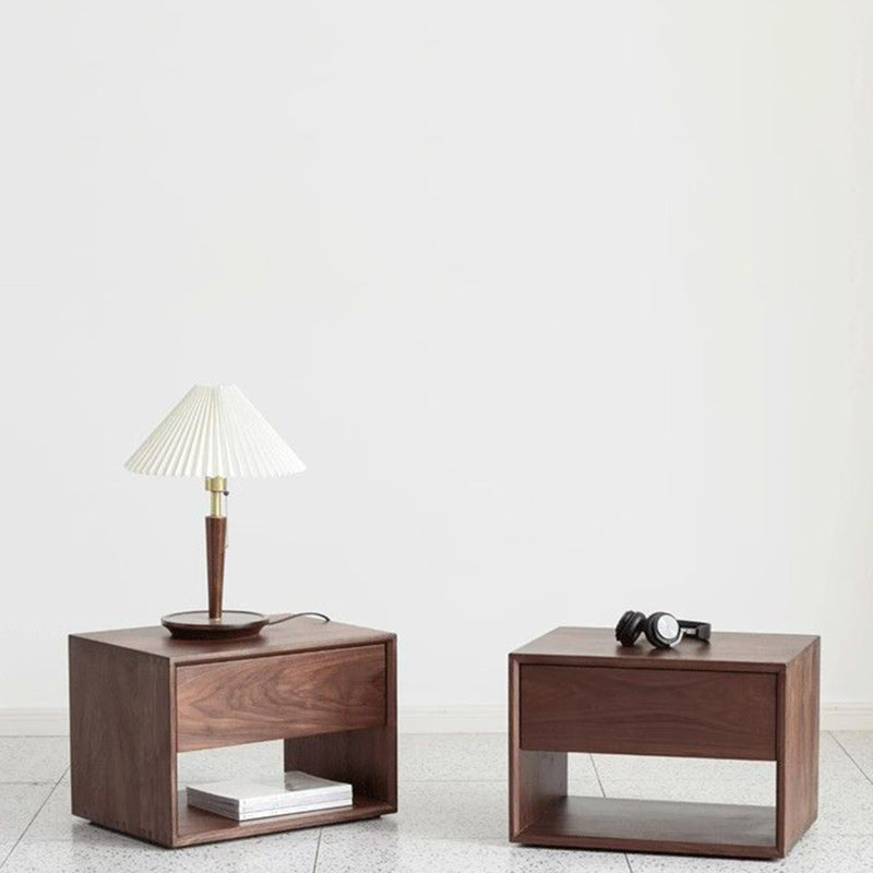 Table de nuit rectangulaire en bois nordique contemporain à 1 tiroir pour chambre 