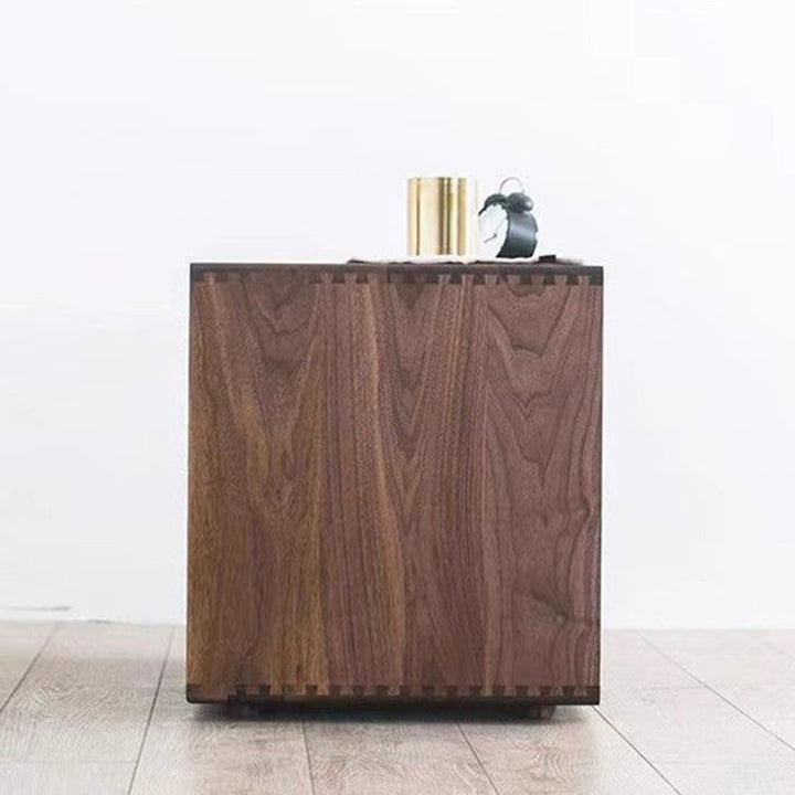 Contemporary Nordic Rectangular Pine Wood Nightstand 1-Drawer For Bedroom