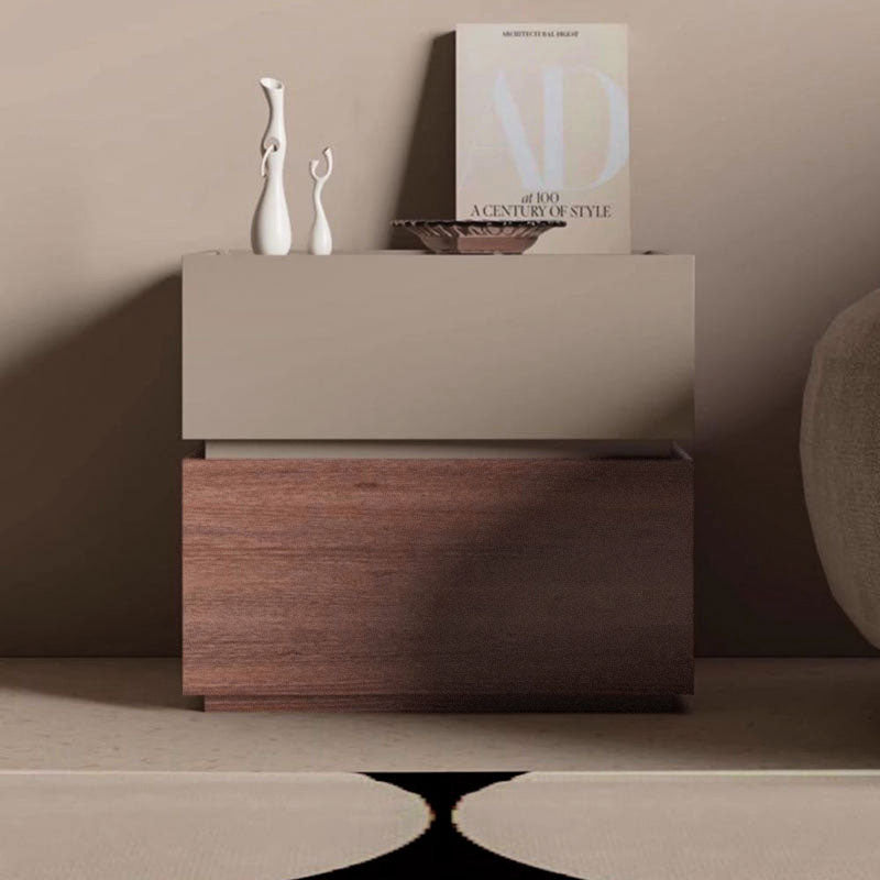Contemporary Nordic Rectangular Stacked Eco-Friendly Engineered Wood Nightstand 2-Drawer For Bedroom