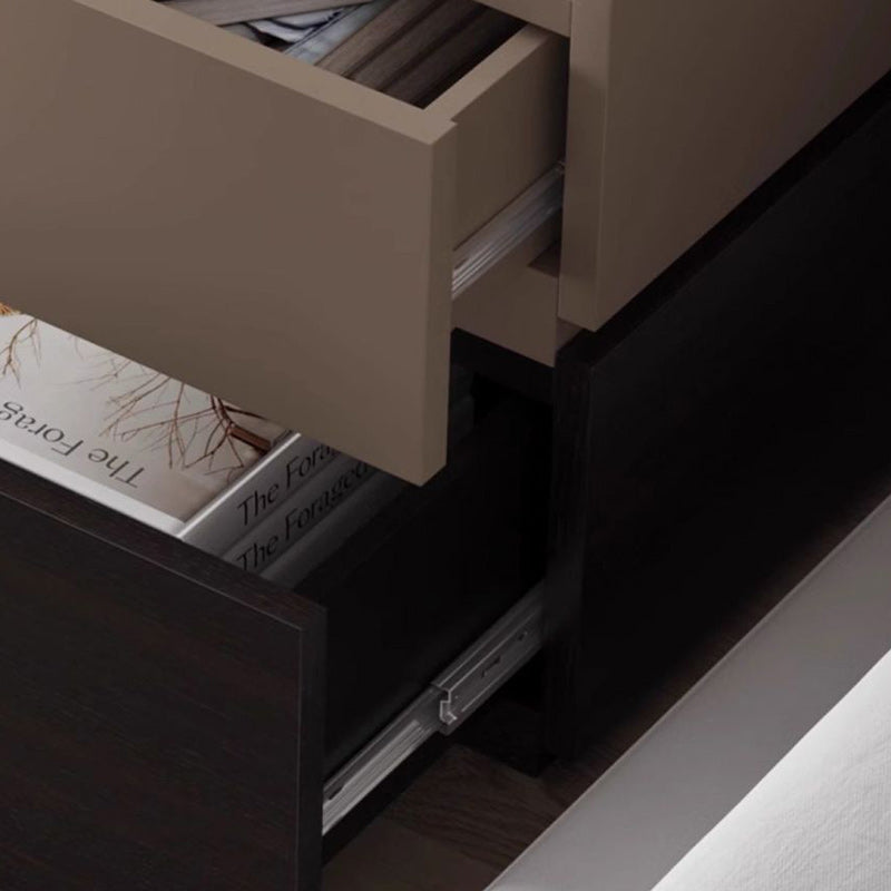 Contemporary Nordic Rectangular Stacked Eco-Friendly Engineered Wood Nightstand 2-Drawer For Bedroom