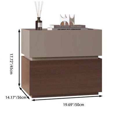 Table de nuit rectangulaire contemporaine nordique empilée en bois de chêne à 2 tiroirs pour chambre 