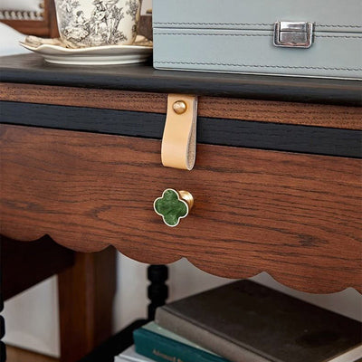 Table d'appoint rectangulaire ondulée en bois traditionnel français 1 tiroir 2 niveaux pour salon 