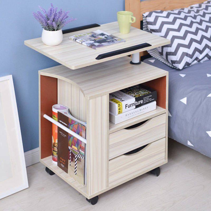 Modern Minimalist Removable Rectangular Carbon Steel MDF Nightstand 2-Drawer 1-Cabinet For Bedroom
