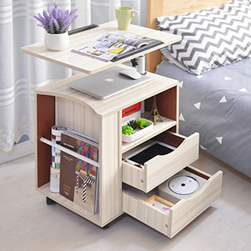 Table de nuit rectangulaire en acier au carbone amovible minimaliste moderne avec panneau de densité, 2 tiroirs, 1 armoire pour chambre à coucher 
