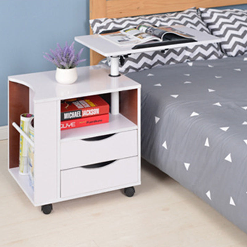 Table de nuit rectangulaire en acier au carbone amovible minimaliste moderne avec panneau de densité, 2 tiroirs, 1 armoire pour chambre à coucher 