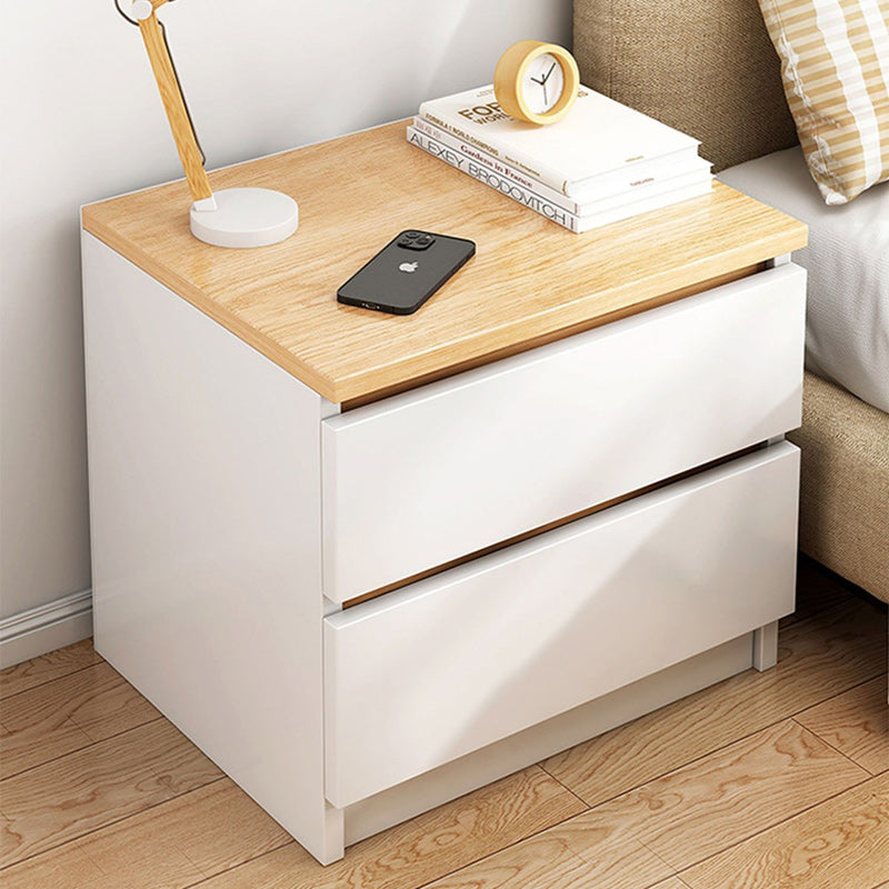 Table de nuit rectangulaire minimaliste moderne à faux panneaux avec 2 tiroirs pour chambre 