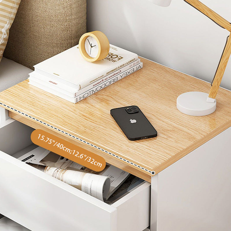 Table de nuit rectangulaire minimaliste moderne à faux panneaux avec 2 tiroirs pour chambre 