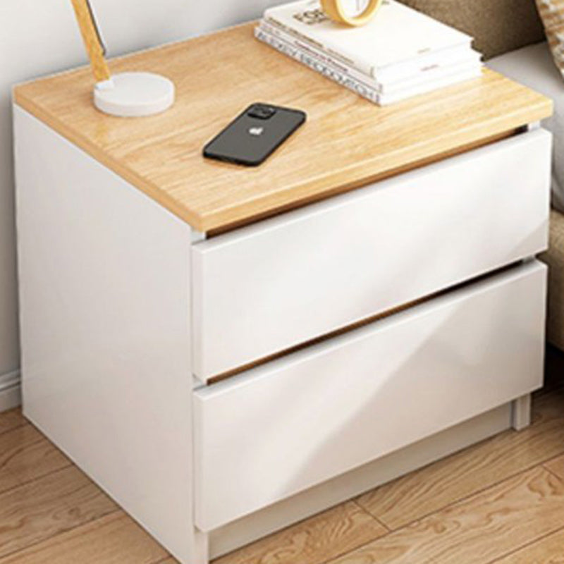Table de nuit rectangulaire minimaliste moderne à faux panneaux avec 2 tiroirs pour chambre 