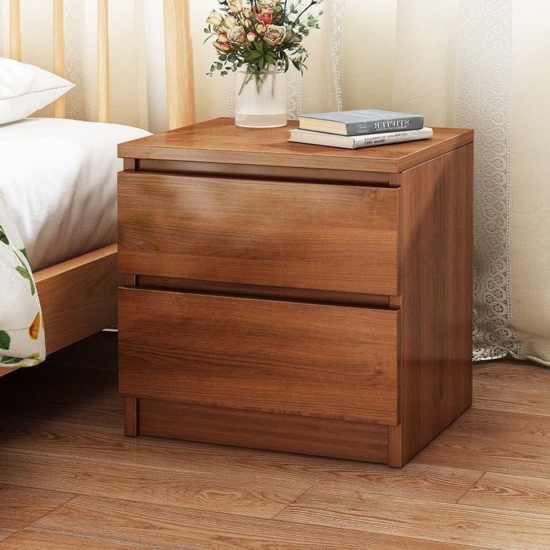 Table de nuit rectangulaire minimaliste moderne à faux panneaux avec 2 tiroirs pour chambre 