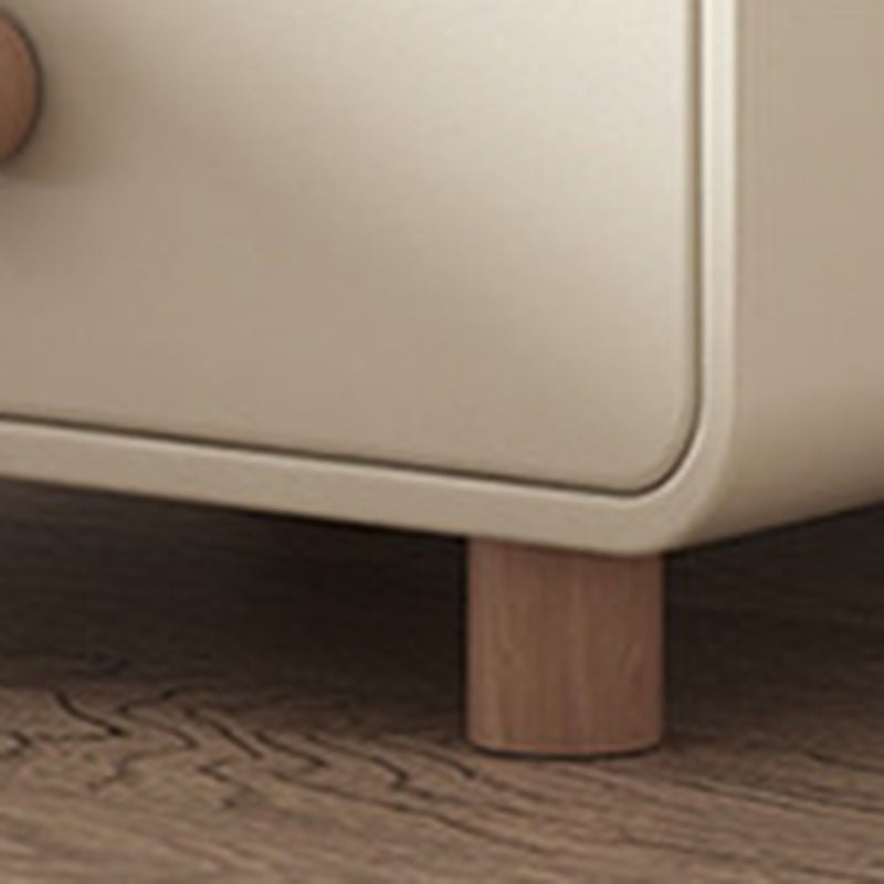 Table de nuit rectangulaire en bois massif crème minimaliste moderne à 2 tiroirs pour chambre 
