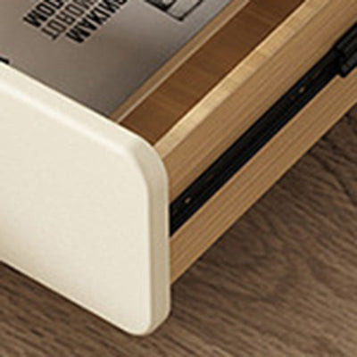 Table de nuit rectangulaire en bois massif crème minimaliste moderne à 2 tiroirs pour chambre 