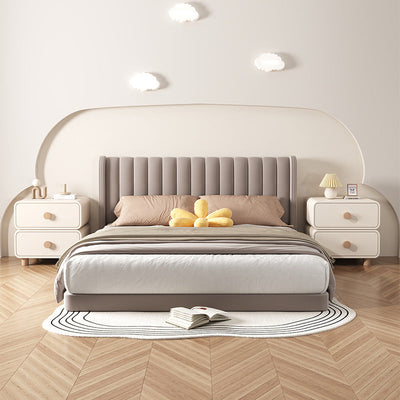 Table de nuit rectangulaire en bois massif crème minimaliste moderne à 2 tiroirs pour chambre 
