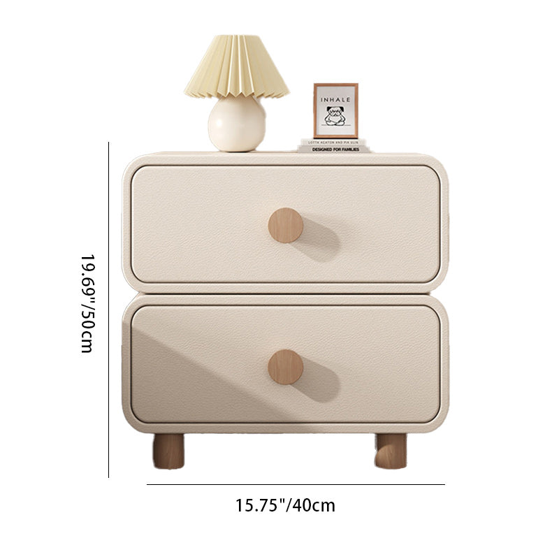 Table de nuit rectangulaire en bois massif crème minimaliste moderne à 2 tiroirs pour chambre 