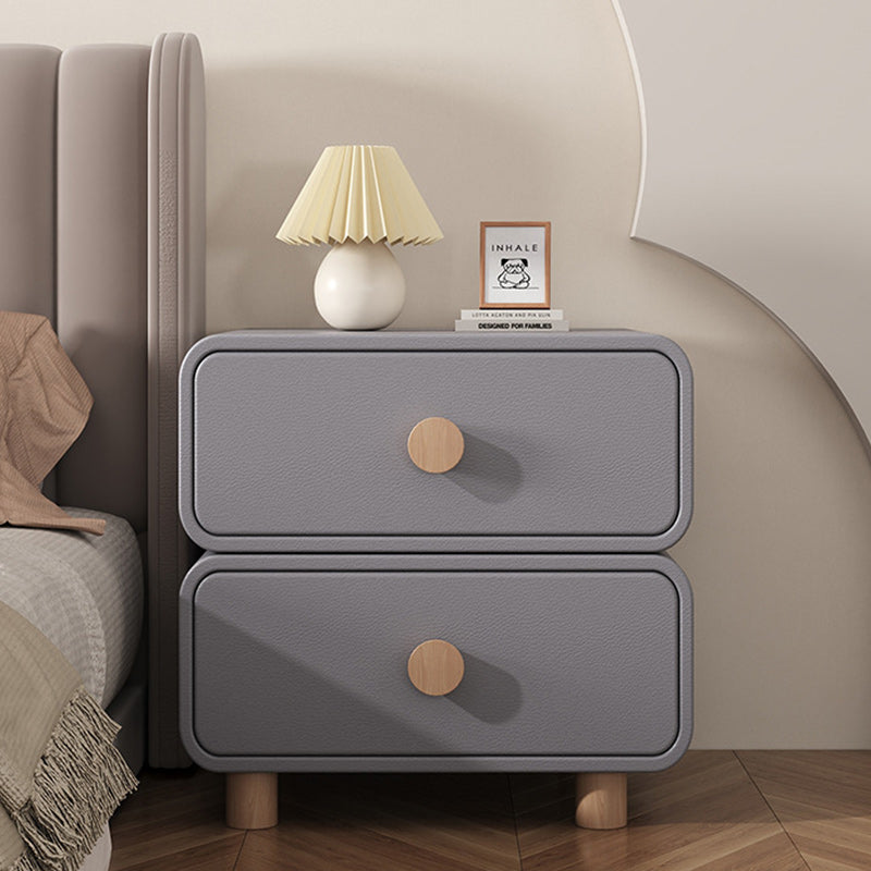 Table de nuit rectangulaire en bois massif crème minimaliste moderne à 2 tiroirs pour chambre 
