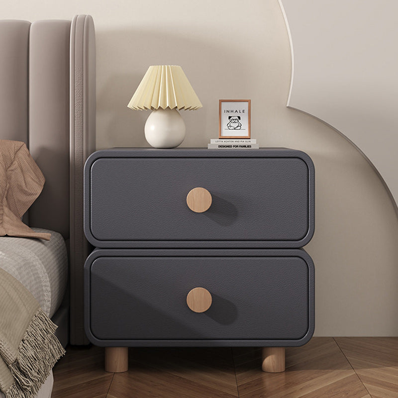 Table de nuit rectangulaire en bois massif crème minimaliste moderne à 2 tiroirs pour chambre 