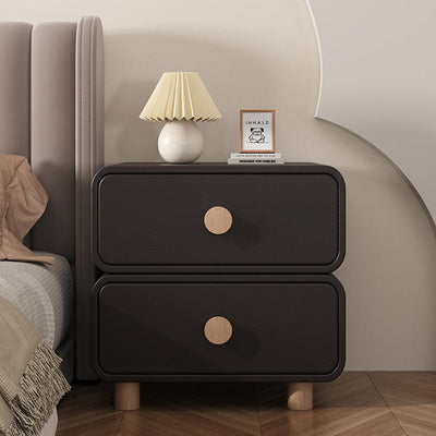Table de nuit rectangulaire en bois massif crème minimaliste moderne à 2 tiroirs pour chambre 