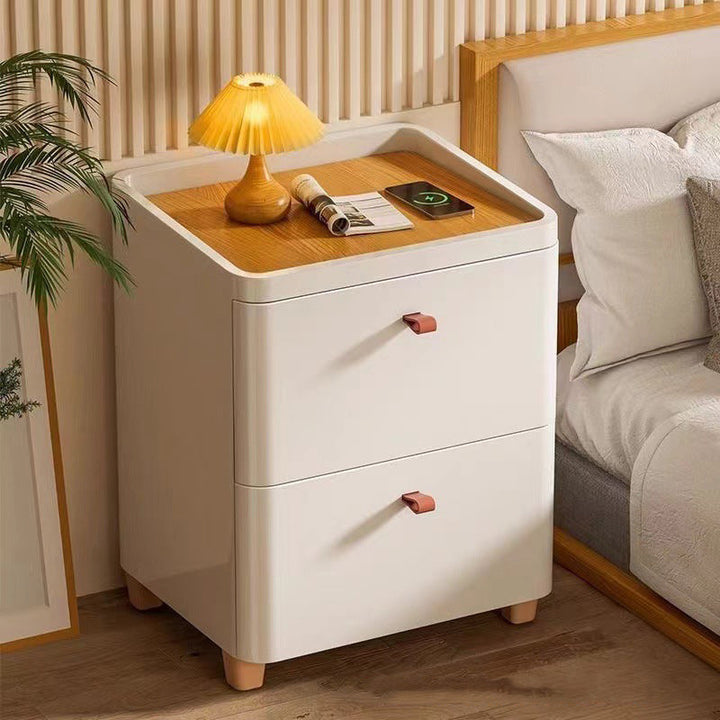 Modern Minimalist Rectangular PP MDF Wooden Legs Nightstand 2/3/4/5 Drawer For Bedroom