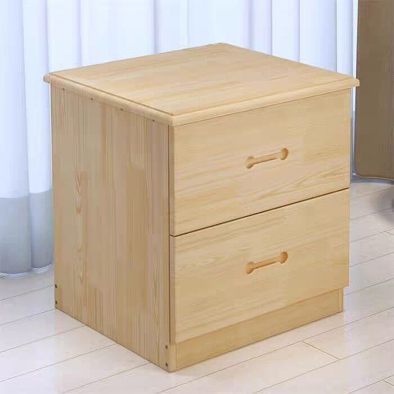 Table de nuit moderne en bois massif rectangulaire à 2 tiroirs pour chambre 