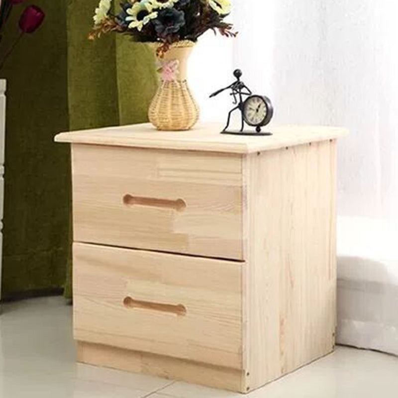 Table de nuit moderne en bois massif rectangulaire à 2 tiroirs pour chambre 