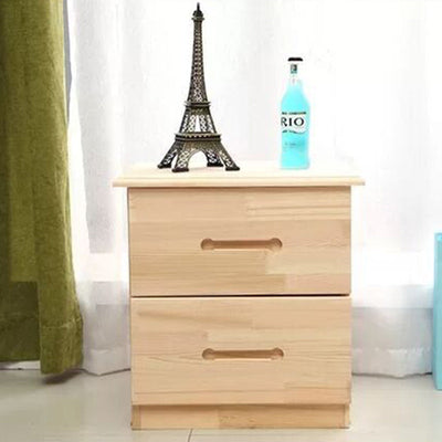 Table de nuit moderne en bois massif rectangulaire à 2 tiroirs pour chambre 