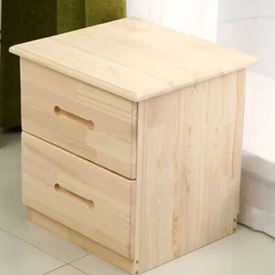Table de nuit moderne en bois massif rectangulaire à 2 tiroirs pour chambre 