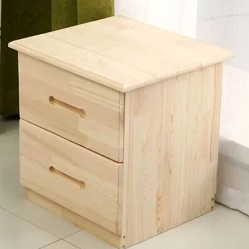 Table de nuit moderne en bois massif rectangulaire à 2 tiroirs pour chambre 