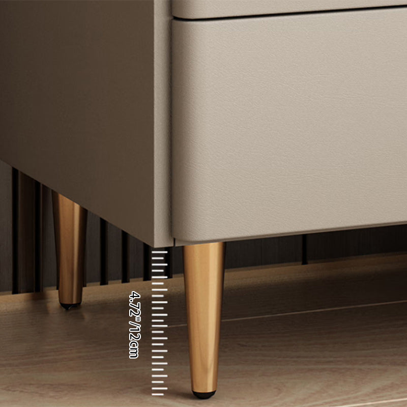 Table de nuit moderne de luxe rectangulaire à base cylindrique en pierre, cuir microfibre, bois massif, acier au carbone, 2 tiroirs pour chambre 
