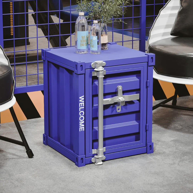 Table de nuit en fer rectangulaire à rayures industrielles contemporaines pour chambre 