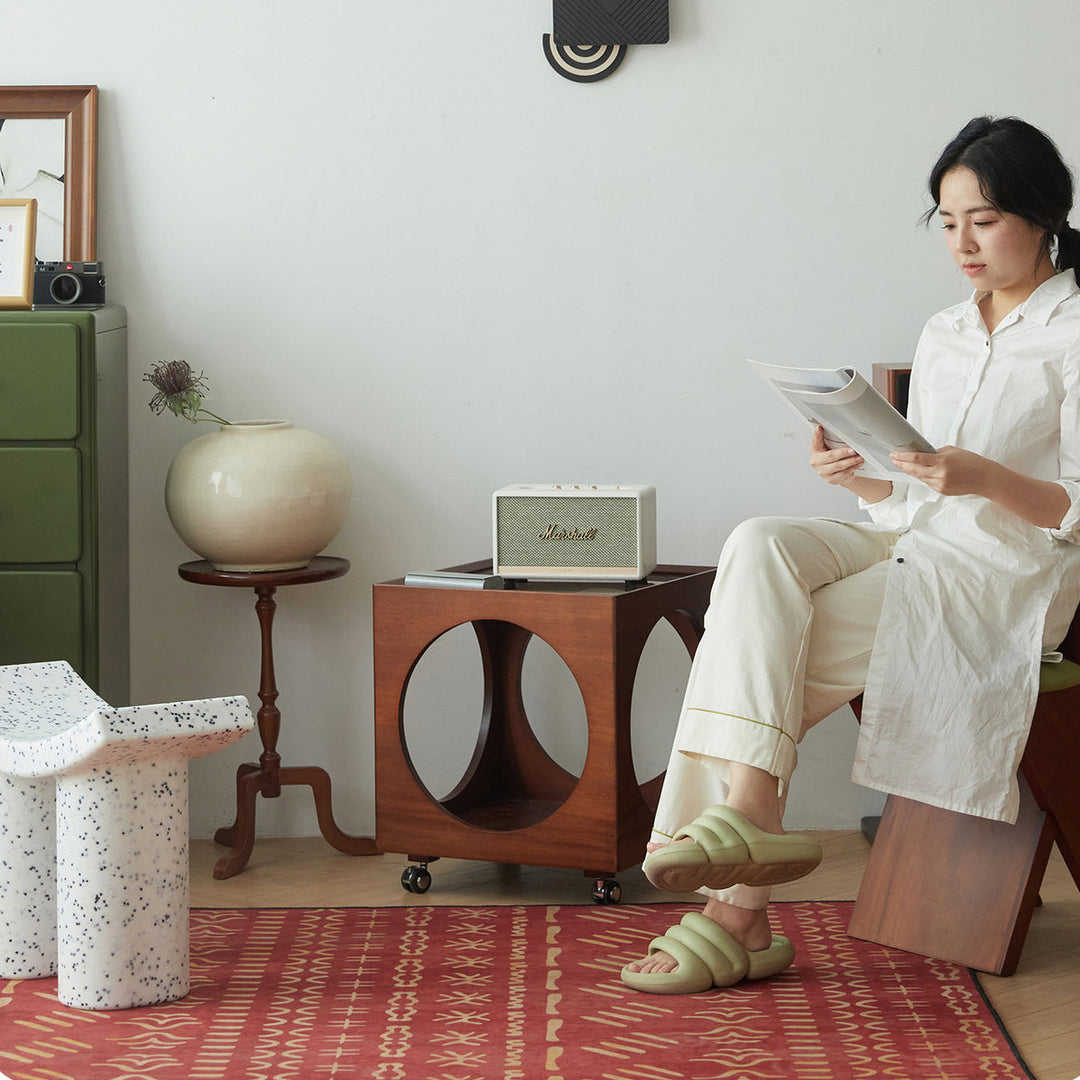 Modern Minimalist Removable Square Glass Plywood End Table 2-Tier For Living Room