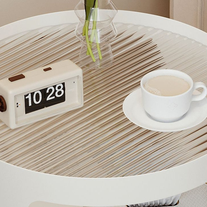 Moderner minimalistischer abnehmbarer runder Zylinder-Glas-Eisen-Beistelltisch mit 3 Ebenen für das Wohnzimmer 