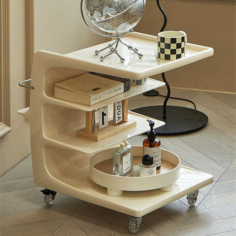 Moderner minimalistischer abnehmbarer rechteckiger Beistelltisch aus PC und Eisen mit 4 Ebenen für das Wohnzimmer 