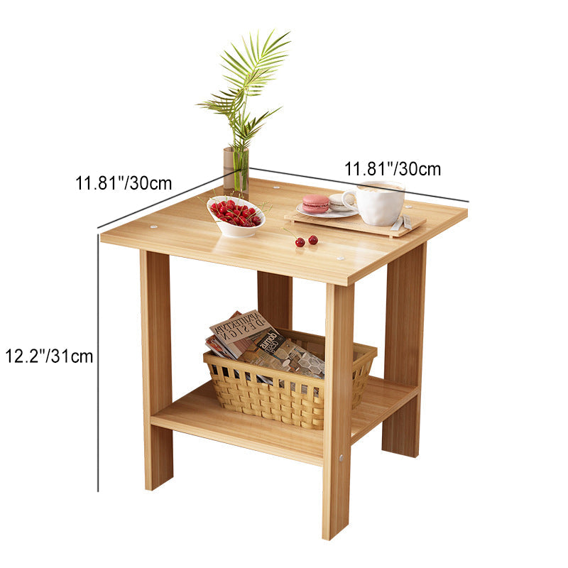Moderner minimalistischer quadratischer Faux-Panel-Couchtisch 2-stufig für das Wohnzimmer 