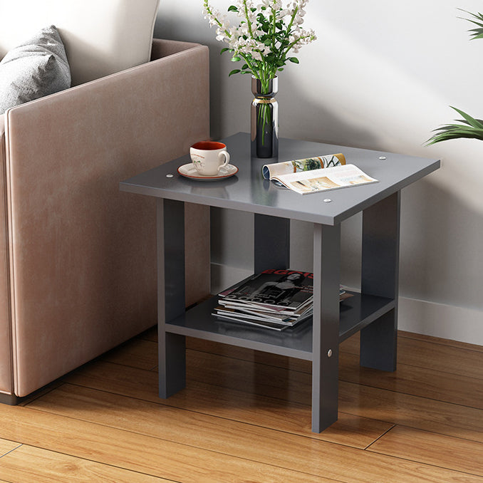 Moderner minimalistischer quadratischer Faux-Panel-Couchtisch 2-stufig für das Wohnzimmer 