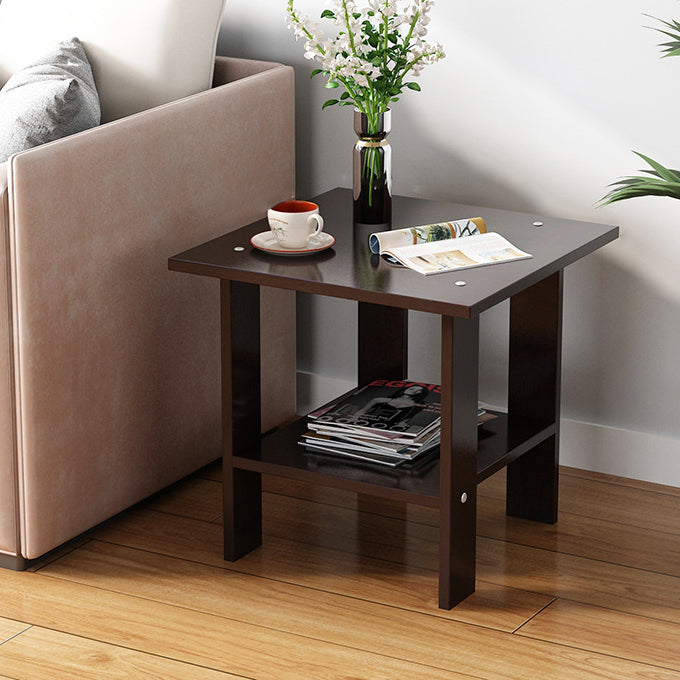 Moderner minimalistischer quadratischer Faux-Panel-Couchtisch 2-stufig für das Wohnzimmer 