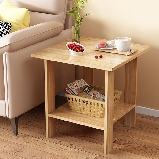Moderner minimalistischer quadratischer Faux-Panel-Couchtisch 2-stufig für das Wohnzimmer 