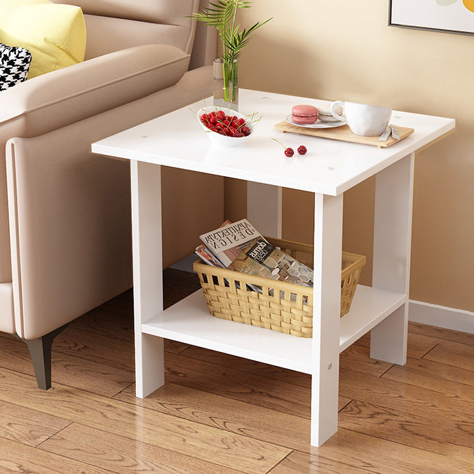 Moderner minimalistischer quadratischer Faux-Panel-Couchtisch 2-stufig für das Wohnzimmer 