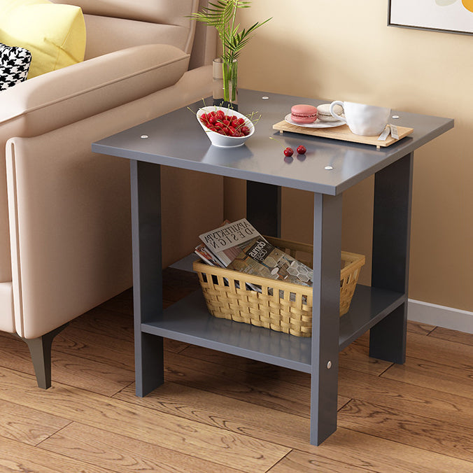 Moderner minimalistischer quadratischer Faux-Panel-Couchtisch 2-stufig für das Wohnzimmer 