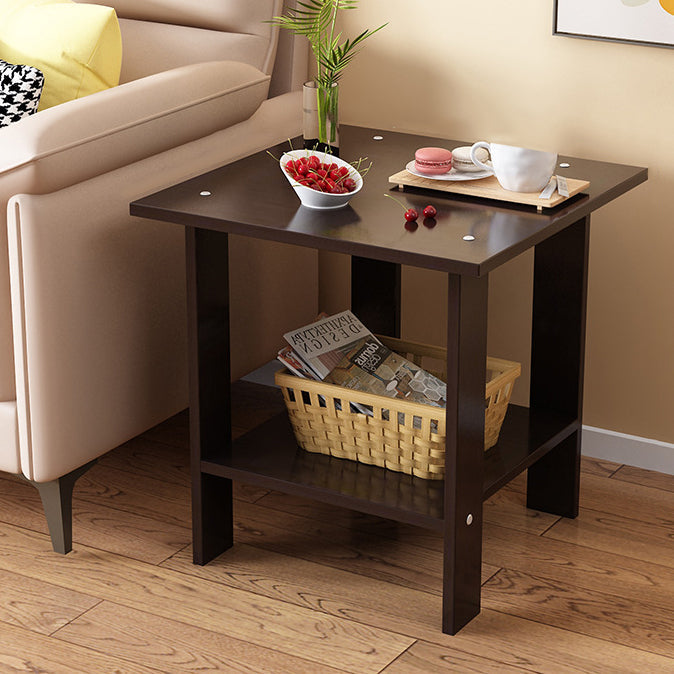 Moderner minimalistischer quadratischer Faux-Panel-Couchtisch 2-stufig für das Wohnzimmer 