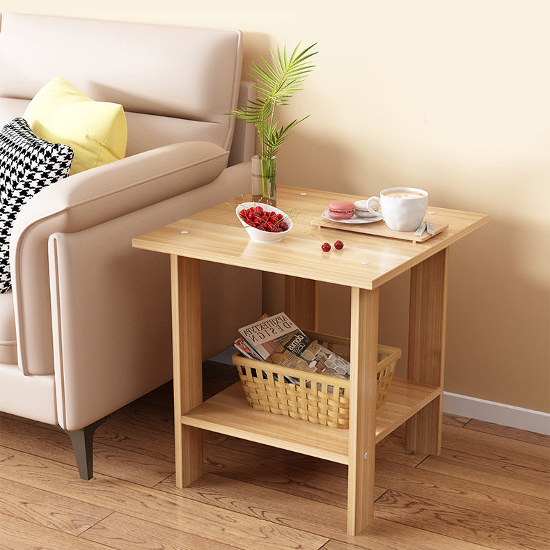Moderner minimalistischer quadratischer Faux-Panel-Couchtisch 2-stufig für das Wohnzimmer 