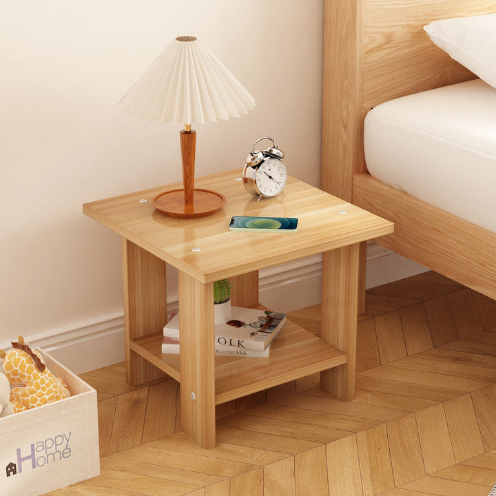 Moderner minimalistischer quadratischer Faux-Panel-Couchtisch 2-stufig für das Wohnzimmer 