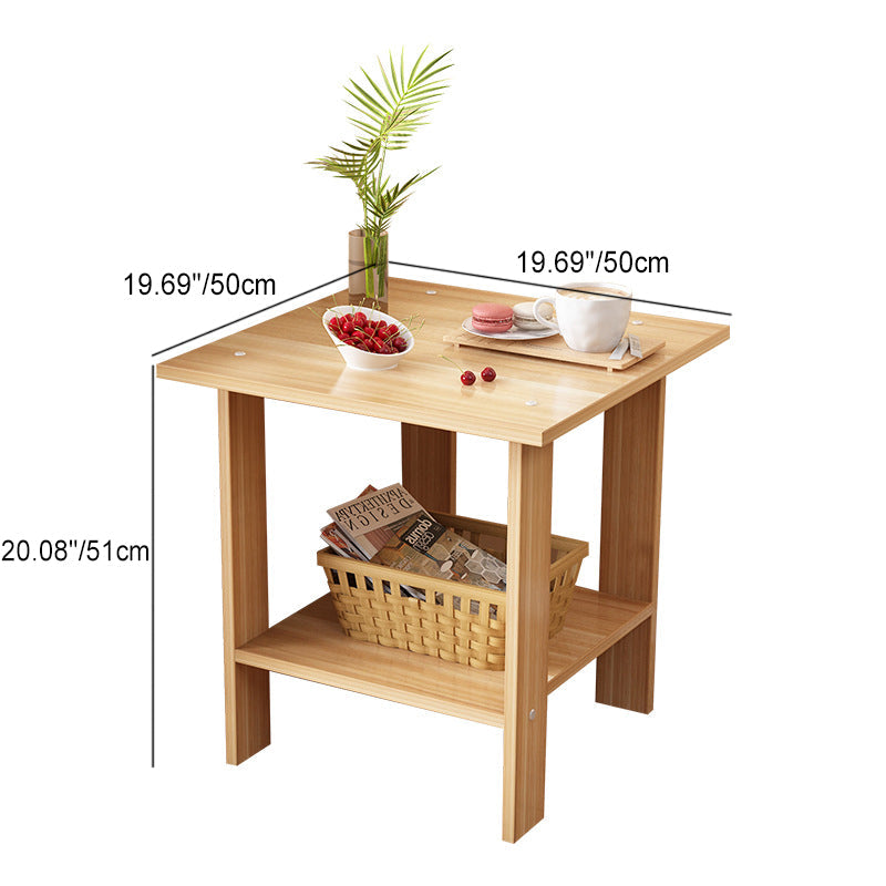 Moderner minimalistischer quadratischer Faux-Panel-Couchtisch 2-stufig für das Wohnzimmer 