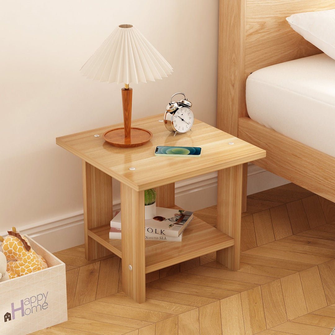 Moderner minimalistischer quadratischer Faux-Panel-Couchtisch 2-stufig für das Wohnzimmer 