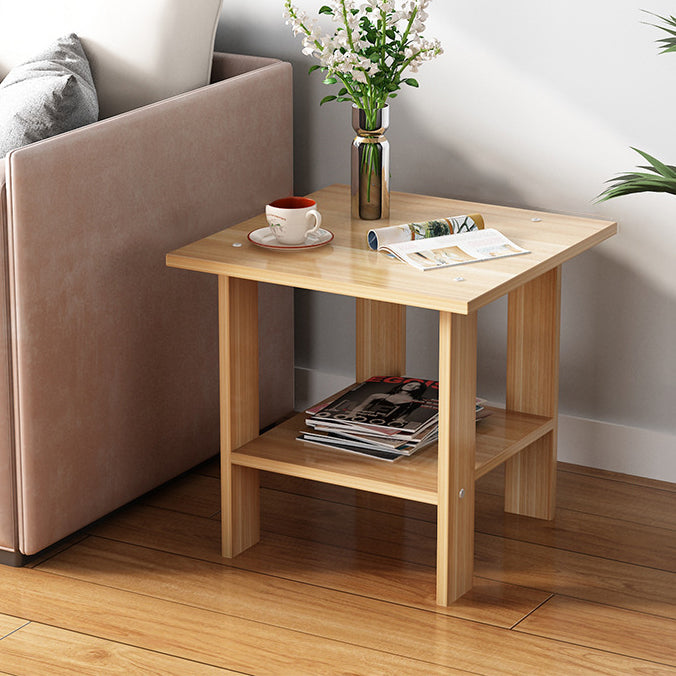 Moderner minimalistischer quadratischer Faux-Panel-Couchtisch 2-stufig für das Wohnzimmer 