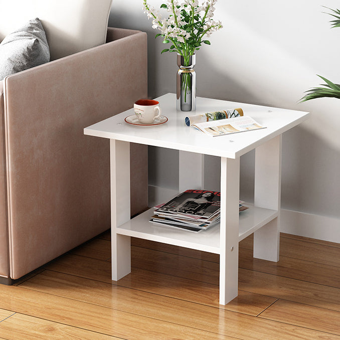 Moderner minimalistischer quadratischer Faux-Panel-Couchtisch 2-stufig für das Wohnzimmer 