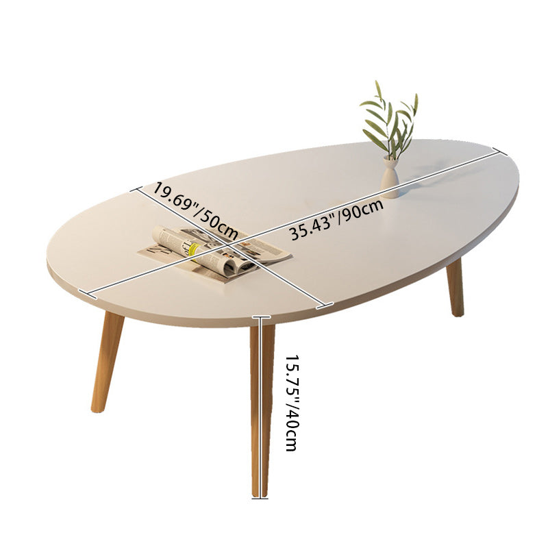 Mesa de Centro Ovalada Minimalista Moderna de Madera de 1/2 Niveles para Sala de Estar 