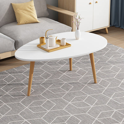 Mesa de Centro Ovalada Minimalista Moderna de Madera de 1/2 Niveles para Sala de Estar 