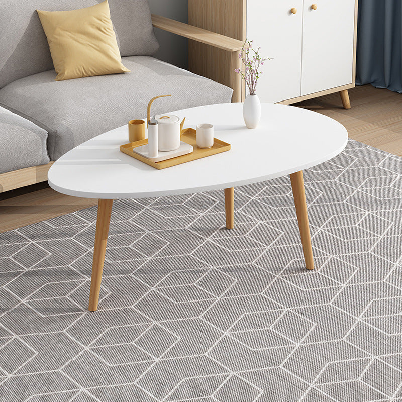 Mesa de Centro Ovalada Minimalista Moderna de Madera de 1/2 Niveles para Sala de Estar 