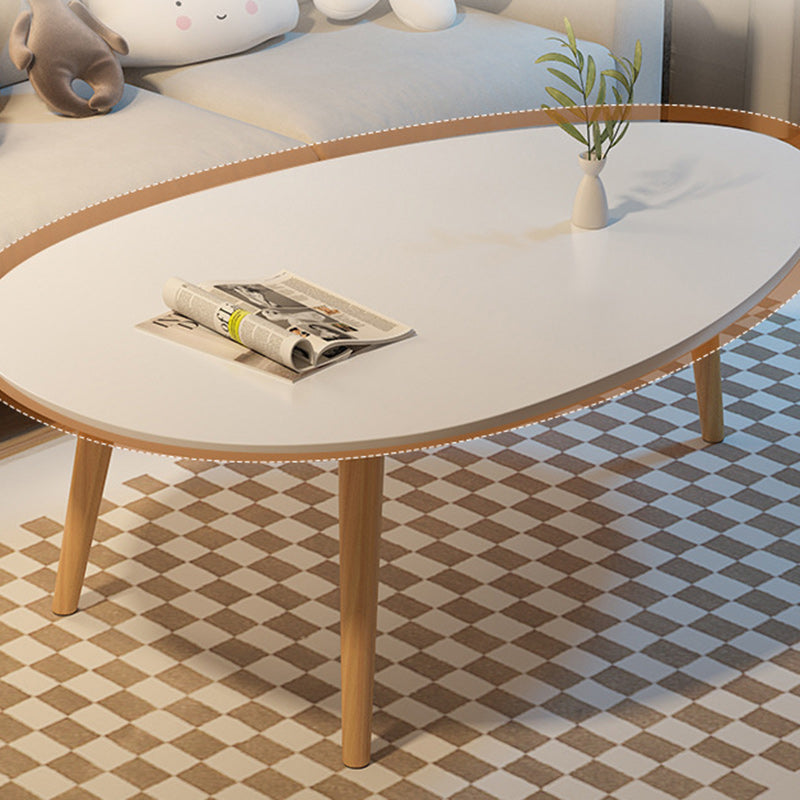 Mesa de Centro Ovalada Minimalista Moderna de Madera de 1/2 Niveles para Sala de Estar 