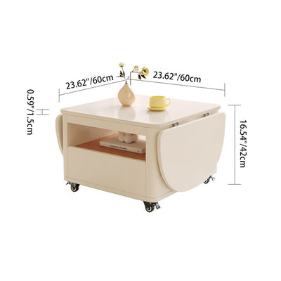 Mesa de café rectangular contemporánea de acero inoxidable y madera, extensible de 2 niveles para sala de estar 